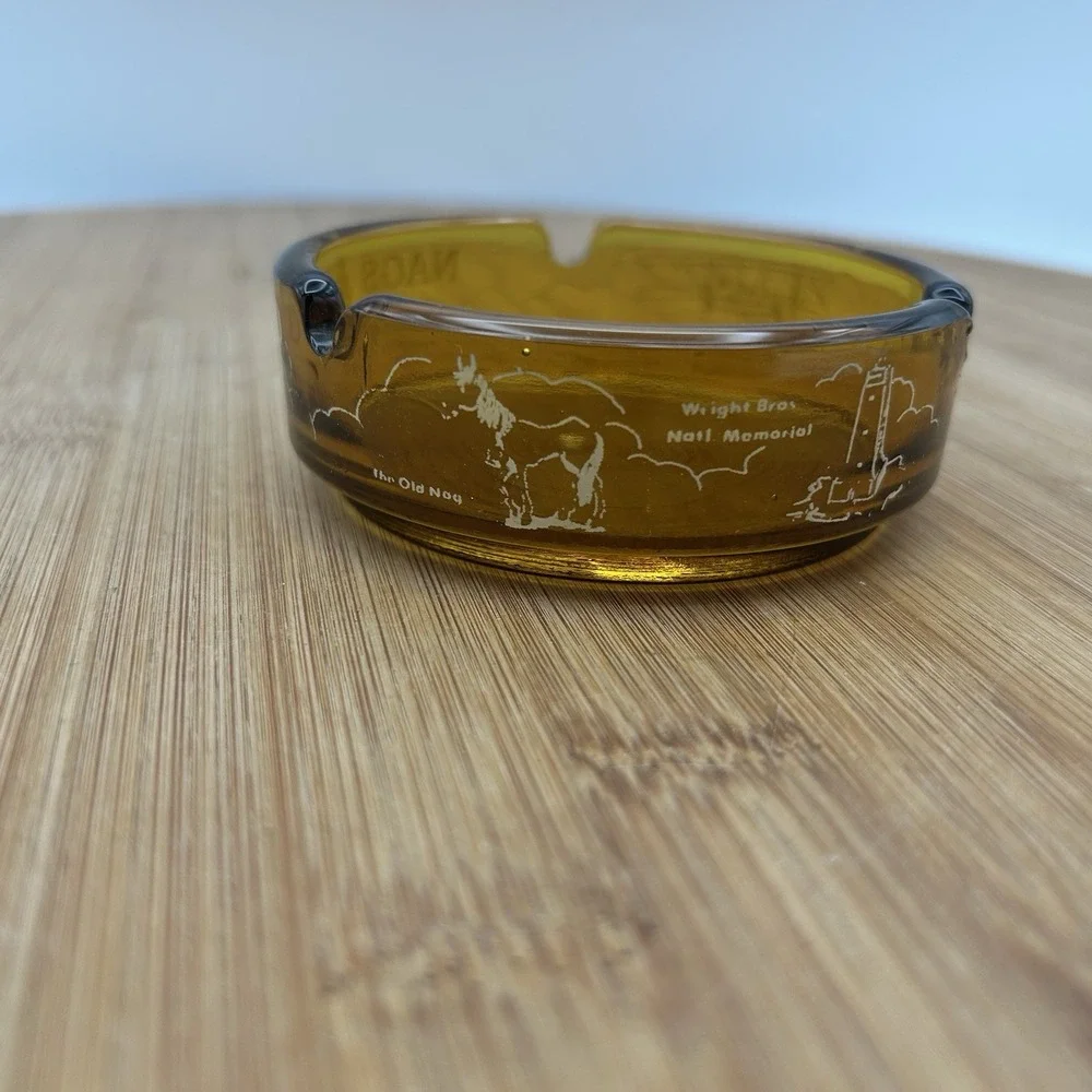 Nags Head‎ North Carolina Amber Ashtray Wrights Bros Vintage Aviation Pilots